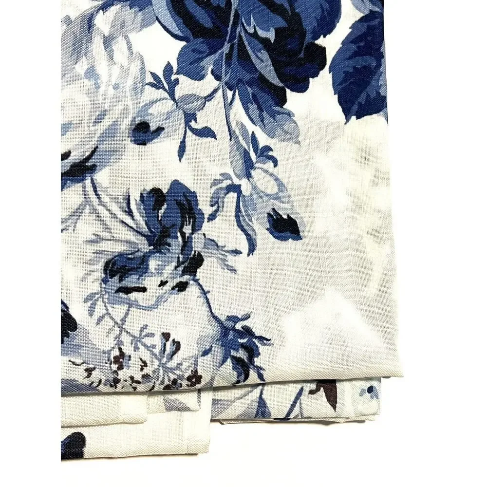 Laura Ashley Floral Blue White Roses Window Curtains 2 Panels 38x84” Joyce